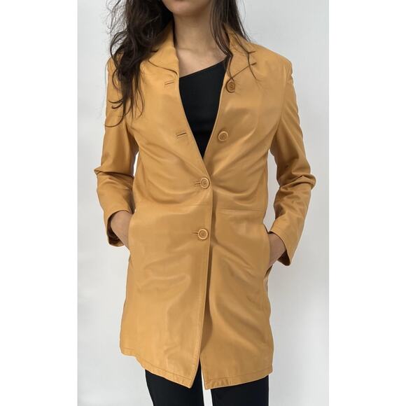 Façonnable by Albert Goldberg Mid-Length Tan Jacket - Picture 2 of 7